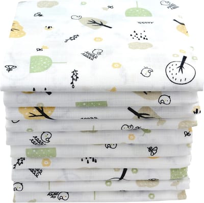 Mulldoeken 10 stuks met natuurlijke motieven - Spuugdoeken en veelzijdige stoffen luiers voor baby's