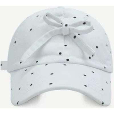 Polkadot Strik Vormige Baseballpet  Een Veelzijdige Herfst Zonbeschermings- en Zonneschermpet voor Dames  en Een Gezichtslatende Kleine Baseballpet Adjustable white