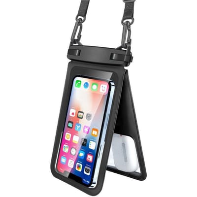 Dubbele zak mobiele telefoon waterdichte tas PVC plastic mobiele telefoon waterdichte hoes grensoverschrijdend heet zwart