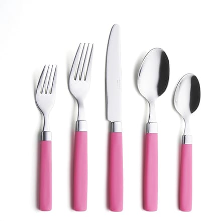bestekset van roestvrij staal - gekleurde handgrepen - bordenvork, saladevork, tafelmes, theelepel, theelepel (Pink, 20)