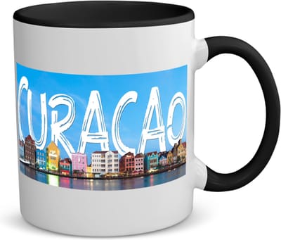 Akyol - curacao koffiemok - theemok - zwart - Wereld - vakantieliefhebber - antillen - handelskade - 350 ML inhoud