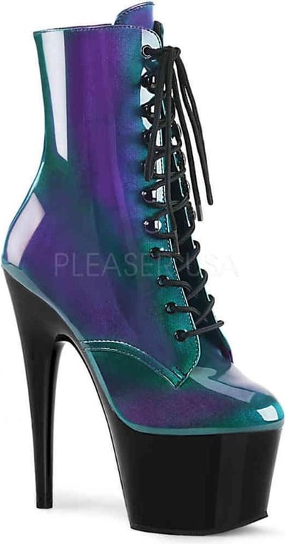 Pleaser Enkellaars -37 Shoes- ADORE-1020HG Paars/Groen