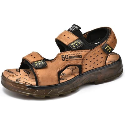 Jongens Sandalen Heren Echt Leer Ademend Nieuw Zomer Koeienhuid Rundspees Platform Buiten Zacht Leer Zachte Zool Casual Strand Schoenen 44 bruin