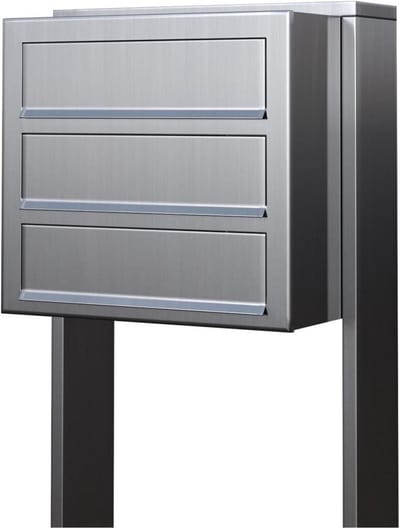 Brievenbus RVS - Postbak - Brieven Ontvangen - Drie Compartimenten - 46.5x118x28cm - Roestvrij Staal