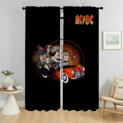 Verduisterend Gordijn voor Kamer 2 Panel Rock-ACDCS Moderne Woonkamer Gordijnen Home Interieur Gordijnen Tule voor Slaapkamer Verdeling W50xH70cmx2pcs-CL