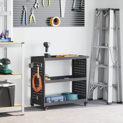 vidaXL - Gereedschapswagen - Zwart - 75 - x - 35 - x - 73 - cm - Koudgewalst - staal