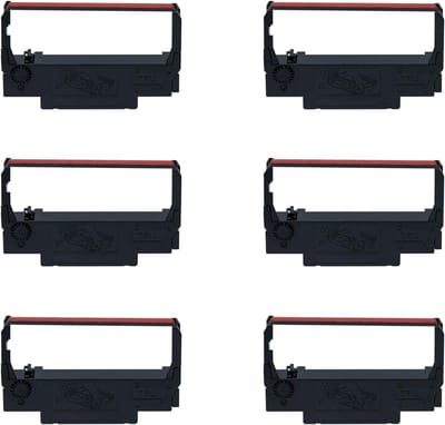 6-Piece Kleur Tape Cartridges voor Registratiehoofden en Rekentoestellen, Zwart & Rood Inkt Ribbo