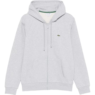 Lacoste Heren-hoodie met logo, relaxte pasvorm en lange mouwen (Zilvergrijs)