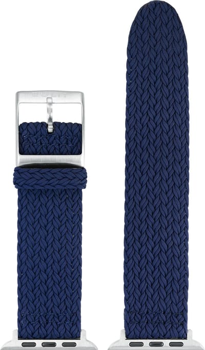 EULIT perlon horlogeband geschikt voor Apple Watch 38/40/41 - Serie 1/2/3/4/5/6/7/8/9/10 + SE - palma pacific smart - 20 mm - marineblauw blauw - metalen mat gesp - incl.adapter