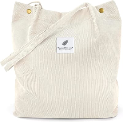 Shopper / Tote Bag - Beige Corduroy | 37 x 28 x 11 cm | Katoen