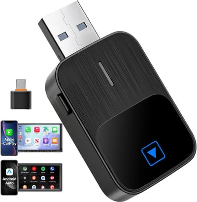 CarPlay draadloze adapter, draadloze adapter, Android Auto & Carplay, draadloze adapter, 2-in-1, plug and play, compatibel met iOS 10+ en Android 11+, stabiele verbinding
