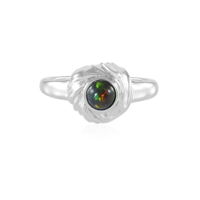 Cavill - Zilveren ring met Mezezo Opaal 0,30 ct - 925 Sterling Zilver Geplatineerd - Ronde Cabochon Edelsteenring voor Vrouwen