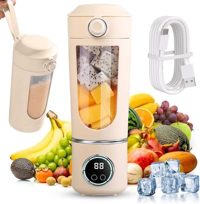 Draagbare mixer - Mini blender - Gezonde drankjes maken - 12 roestvrijstalen messen - 700 ml capaciteit - Beige