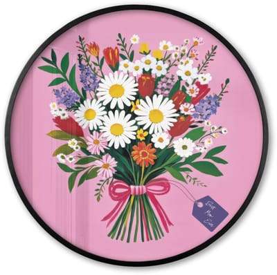 Poster in lijst Rond - Fotolijst 60x60 cm - Posters - Bloemen - Quote - Kaartje - Kleurrijk - Ronde posterlijst zwart - Decoratie - Wanddecoratie woonkamer - Muurdecoratie slaapkamer