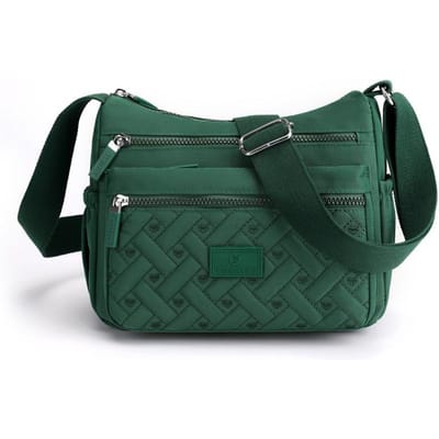 Damestas Nylon Crossbody Tas Lichtgewicht Grote Capaciteit Geborduurde Lijn Schoudertas Rugzak Multifunctionele Tas voor Moeder van middelbare leeftijd groen