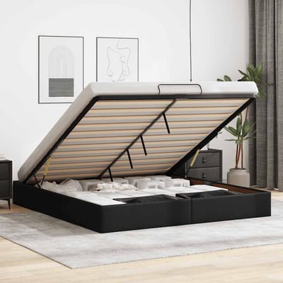 vidaXL - Bedframe - zonder - matras - 200x200 - cm - kunstleer - zwart