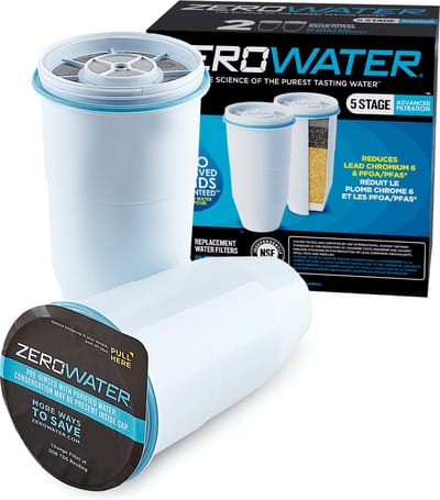ZeroWater Waterfilters 2 stuks - Vervangingsfilters voor Waterkan - 5-traps Waterfilter systeem - Filtert PFOA, PFOS, lood, chroom, kwik en chloor
