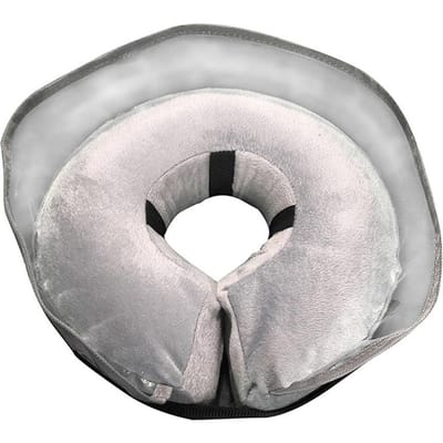 Opblaasbare hondenkegelhalsband Alternatief Verstelbare beschermende hondenherstelkegel Zachte huisdier donut L grijs