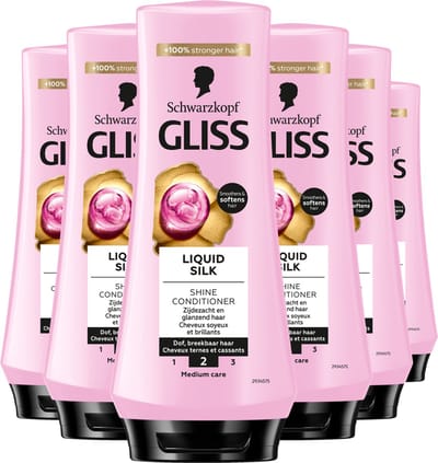 Gliss Liquid Silk - Haarverzorging - Conditioner - Zijdezacht - Glans - Anti-pluis - Pluizend & Dof Haar - Voordeelverpakking - 6 x 200 ml