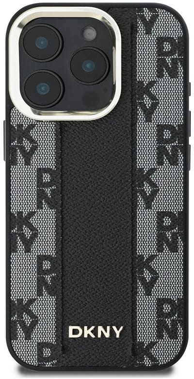 DKNY, Hoesje geschikt voor iPhone 16 Pro Max - MagSafe Compatibel met Ruitjespatroon Ultra-Chic, Zwart