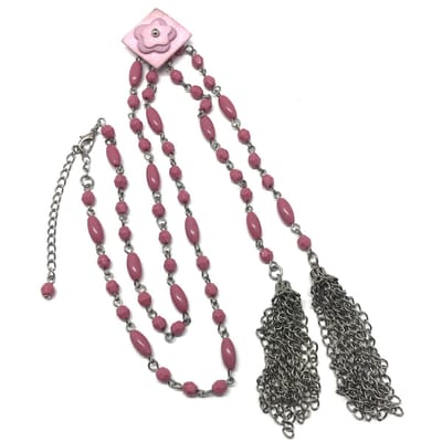 Behave Ketting - paars - zilver kleur - ketting met hanger - bloem - 57 cm