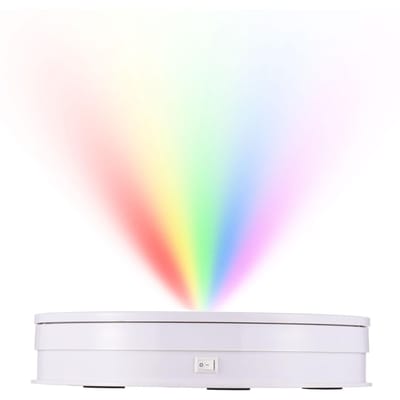 25cm 10 Inch Gemotoriseerde Roterende Displaystandaard met RGB-licht 360 graden Roterende Elektrische Potografie Draaitafel voor wit