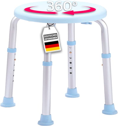FLOORDIREKT Douchestoel Pedro - 360° Draaibaar - Hoogte Verstelbaar - Rubberen Antislipvoeten - Max. 150 kg