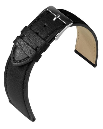 EULIT horlogeband - leer - 18 mm - zwart - metalen gesp