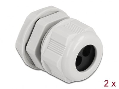 Kabelwartel PG16 voor ronde kabel met twee kabelinvoer grijs 2 stuks