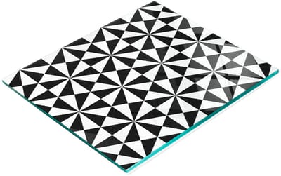 Decoratieve snijplank van gehard glas met geometrische vormen, 60x52 cm