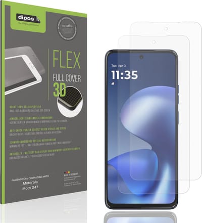 dipos FLEX – 2x Matte Screenprotector geschikt voor Motorola Moto G47 | Volledige Schermbescherming | Case-Friendly