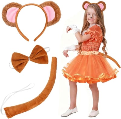 Set van Apenoren Haarband Kostuum met Vliegende Staart Accessoires voor Halloween Cosplay en Theatervoorstellingen