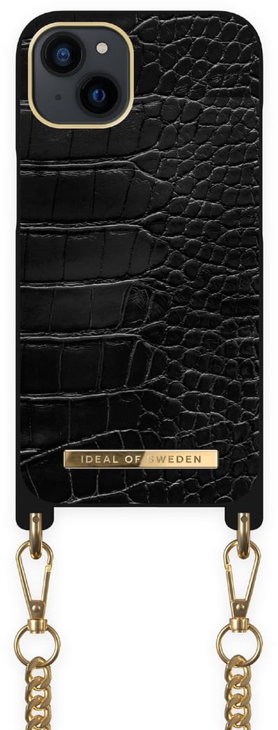 ideal of sweden phone necklace case geschikt voor Apple iphone 14 jet black croco