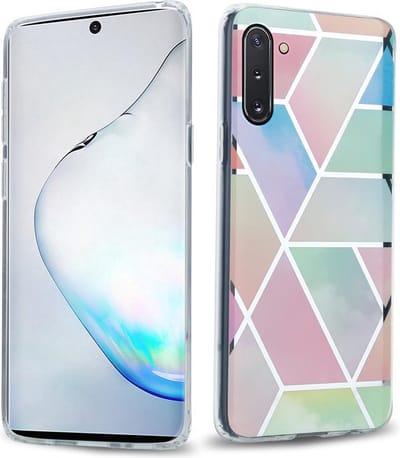 Cadorabo Hoesje geschikt voor Samsung Galaxy NOTE 10 in Regenboog Marmer No. 11 - Beschermhoes gemaakt van TPU siliconen Case Cover met mozaïek motief