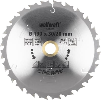 wolfcraft - Cirkelzaagblad 190mm - 24 Tanden - voor accu Handcirkelzaag - Serie Lila - 6347000