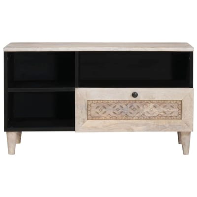 vidaXL - TV - Kast - Bleached - White - 80 - x - 33 - x - 46 - cm - Massief - Mango - Hout