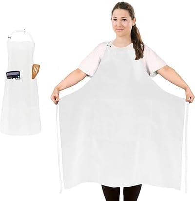 Wit Groot formaat schort-polyester-slijtvast-keukenschort-restaurant-huisgebruik-schilder-tuinman-keramiek werkschort