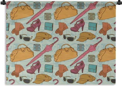 Wandkleed - Wanddoek - Kleren - Paraplu - Seizoenen - Design - 60x45 cm - Wandtapijt