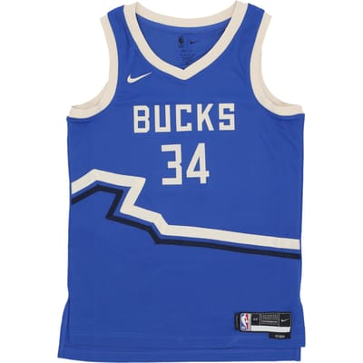 Basketbal Man Nba Dri Fit Swingman Jersey No 34 Giannis Antetokounmpo Milbuc spel Royal