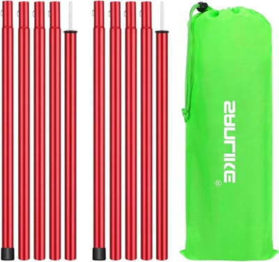 Telescopische Tentstokken 200 cm - Aluminium Steunen voor Tent, Tarp en Zonnezeilen - Set van 2, Rood en Duurzaam