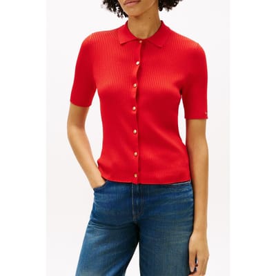 Tommy Hilfiger Rayon Rib Slim Polo Fireworks Taglia: XS | Magliette intime Outlet | Donna
