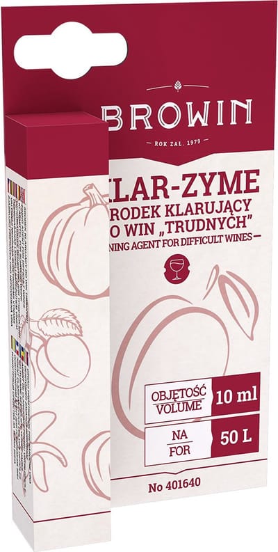 Browin klaringsmiddel voor 50L - KLAR-ZYME- klaringsmiddel voor moeilijke wijnen, 10ml voor 50l