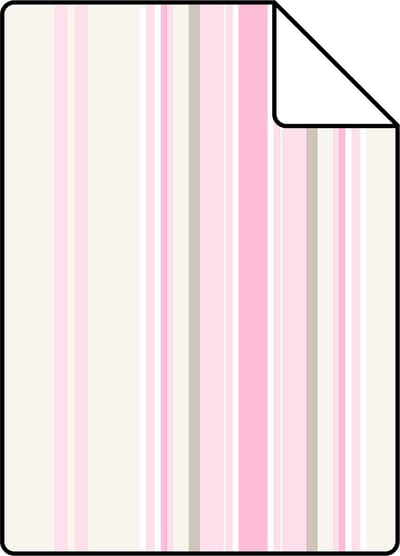 Proefstaal ESTAhome behang strepen licht roze en beige - 26.5 x 21 cm - 138806-S
