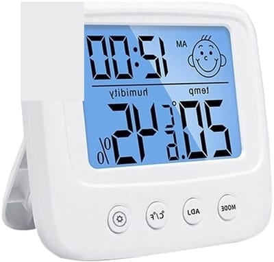 Digitale Temperatuursensor - Vochtigheidsmeter Klok - Binnenklimaat Monitoren - Geheugenfunctie - 85x77x20 mm - Wit Zwart