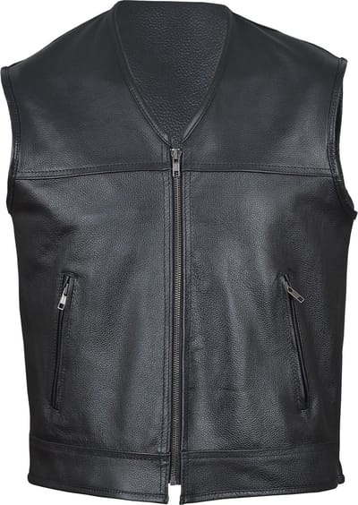 Urban 5884® HD Vest - Heren Bodywarmer - Rund Leer . Biker Vest - Maat 5XL