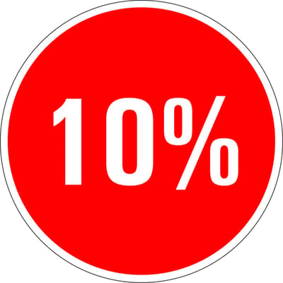 Korting sticker 10% op vel 30 mm - 18 per vel
