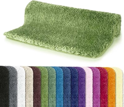 Badmat Douchemat - Hoogpolig Pluche - Badkamer Comfort - Geschikt Vloerverwarming - 60x90 cm - Olijfgroen