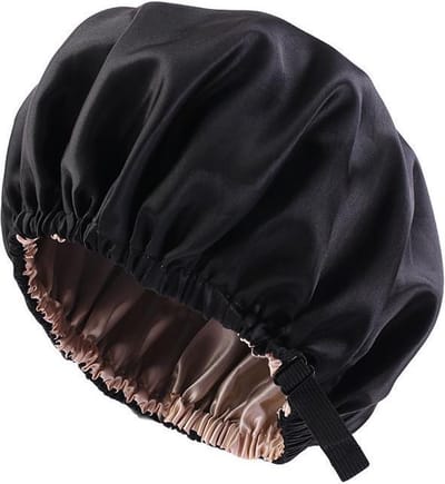 Rojafit Satijnen Slaapmuts - Bonnet Satijn - Slaapmuts - Afro Nachtmuts - Unisex - XXL - met verstelbare hoofdband - Zwart