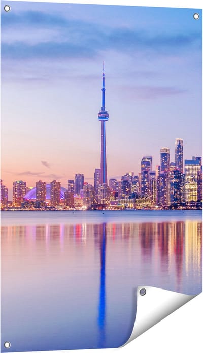 Gards Tuinposter Toronto Skyline in Canada - 60x90 cm - Tuindoek - Tuindecoratie - Wanddecoratie buiten - Tuinschilderij