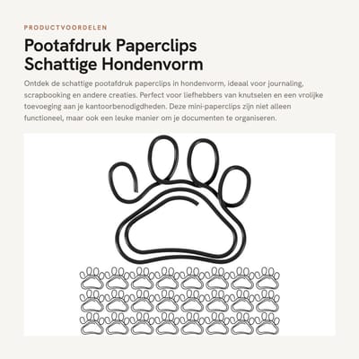 Dailygoods- Pootafperclips 50 Stuks - Mini-Paperclips Hondenvorm - Kantoorclip - Scrapbooking - Bladwijzers - Creatief Design
